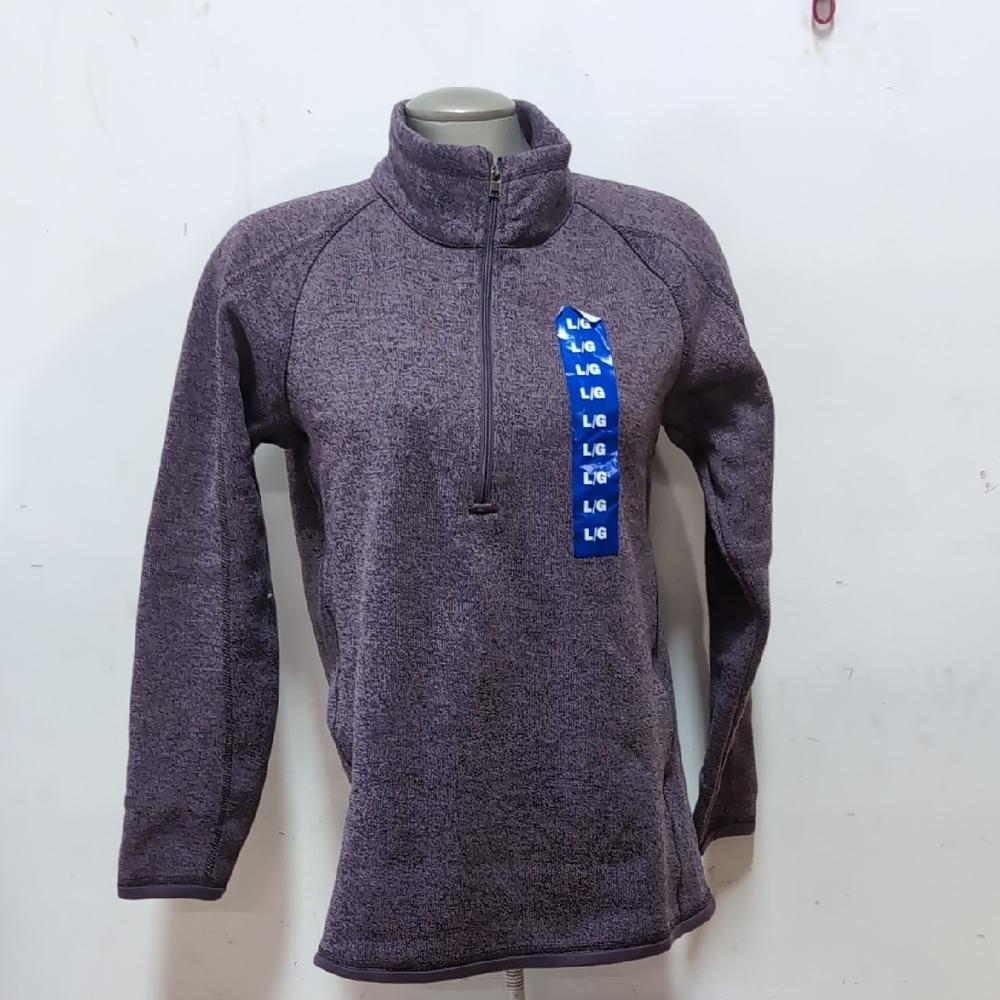 LG Purple Zip Up Sweater with High Collar